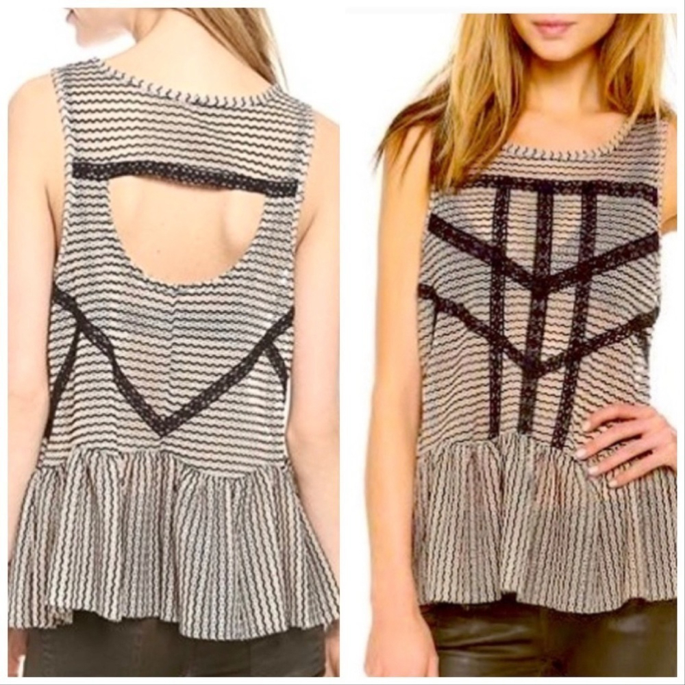 Free People Black and White Sleeveless Top